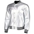 Metallic Silver Bomber Jacket