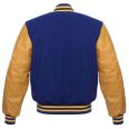 Royal Blue Gold Leather Sleeves Varsity Jacket