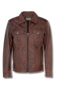 Tan Leather Bomber Jacket