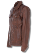 Tan Leather Bomber Jacket
