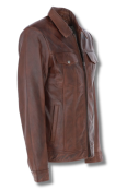 Tan Leather Bomber Jacket