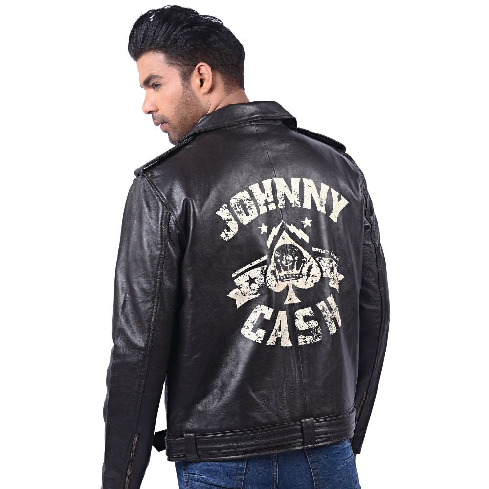 Timeless Men's Black Moto Jacket with Belted Waist