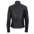 Women  Sleek Design Black Leather Moto Jacket