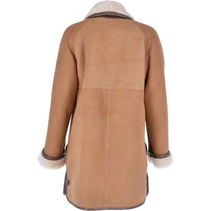 Women's Camel Shearling Buttoned Coat