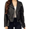 Women's Classic Black Leather Biker Jacket