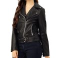 Women's Classic Black Leather Biker Jacket