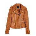 Womens Tan Brown Biker Leather Jacket