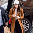 Dakota Johnson Street Style Suede Coat