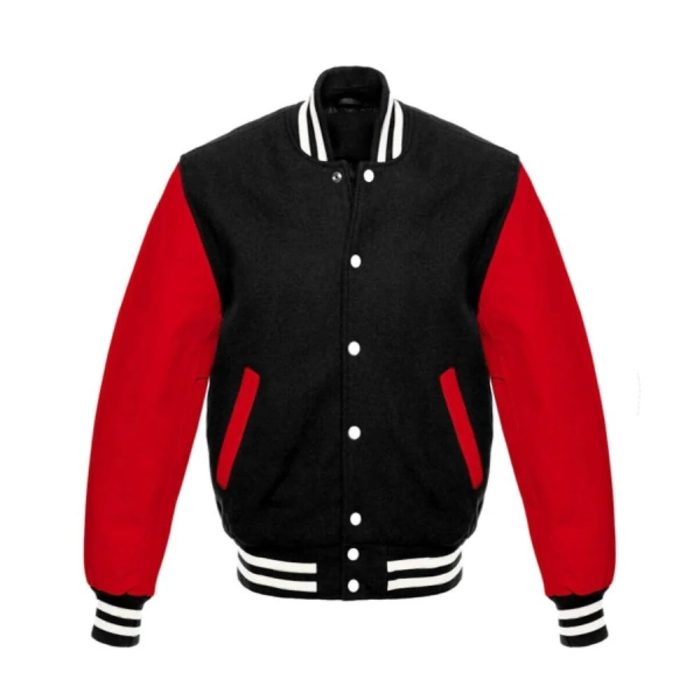 Men Black and Red Varsity Jacket