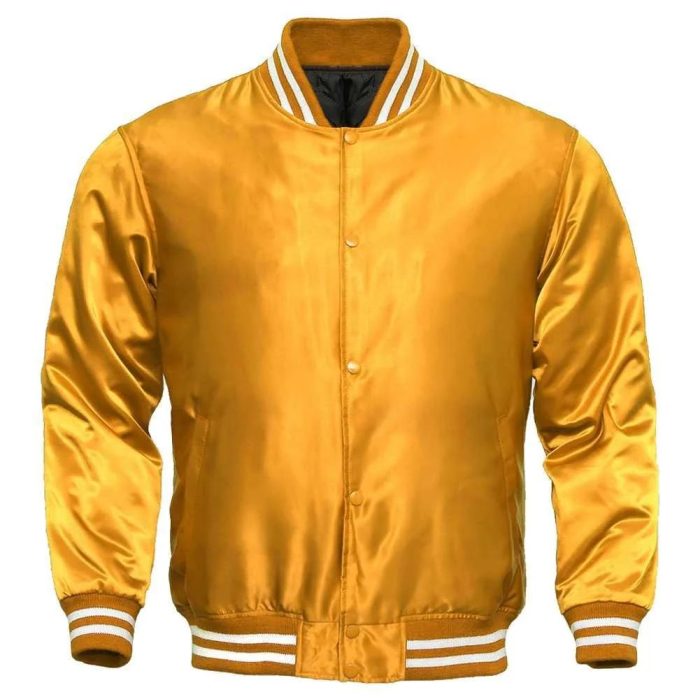 Men's Gold Satin Varsity Jacket