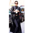 Nicole Kendall Jenner Black Leather Coat