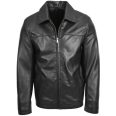 Men Black Leather Harrington Jacket
