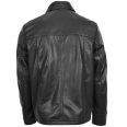 Men Black Leather Harrington Jacket