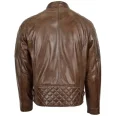 Men Brown Quilted Leather Biker Jacket