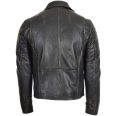 Mens Biker Rub Off Dual Zip Leather Jacket