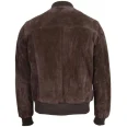 Mens Brown Suede Bomber Varsity Jacket