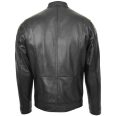 Mens Leather Biker Racing Stripes Jacket