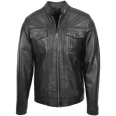 Men Black Casual Biker Leather Jacket