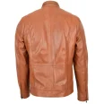 Mens Tan Casual Biker Leather Jacket