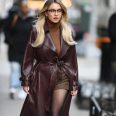 Sydney Sweeney Dark Brown Leather Coat