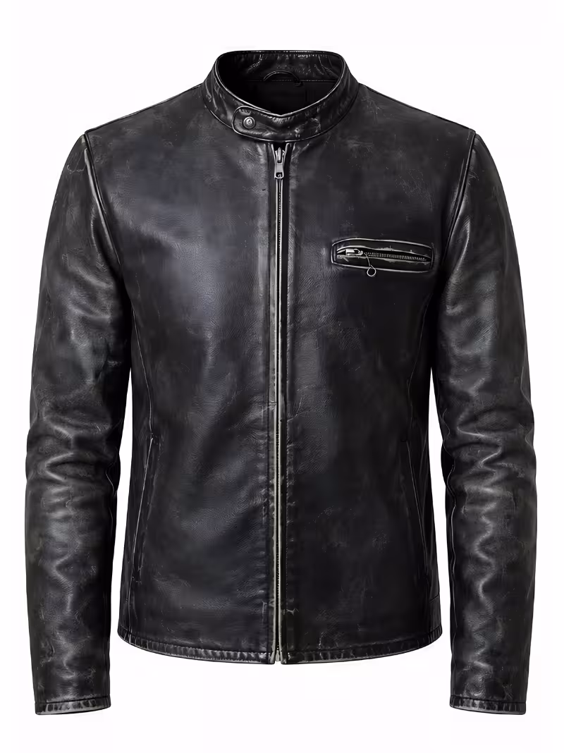 Distressed Biker Tom Cruise Leather Jacket