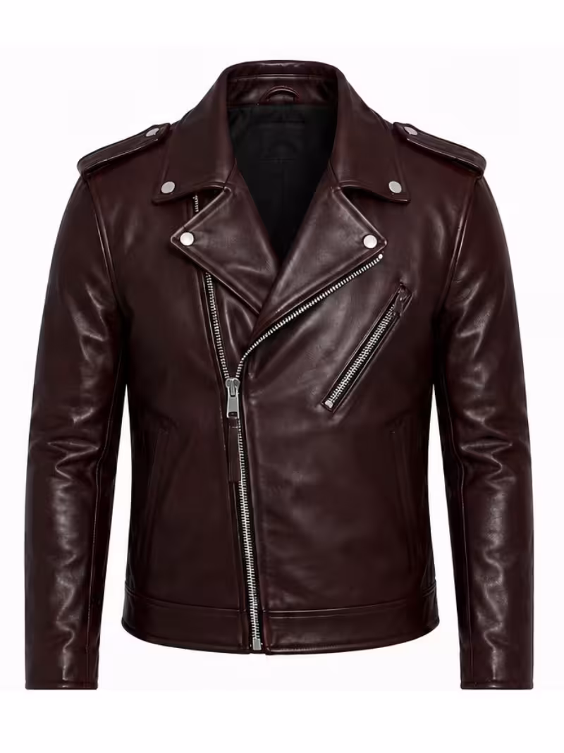 Joe Jones Maroon Biker Leather Jacket