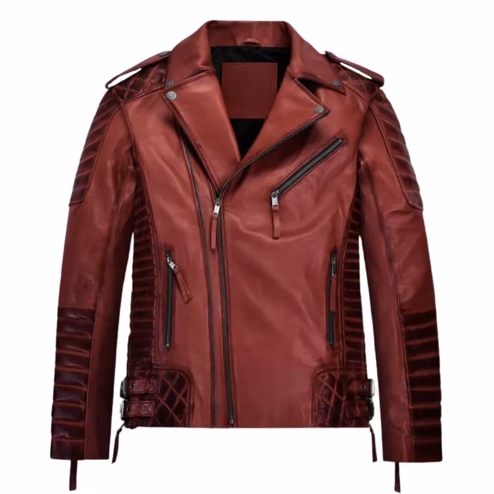 Charles Burnt Red Leather Jacket