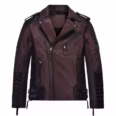 Charles Burnt Wine Leather Jacket