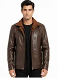 Men’s Dual Tone Hooded Leather Jacket