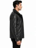 Men’s Dual Tone Hooded Leather Jacket