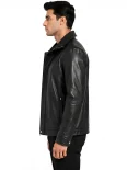 Men’s Dual Tone Hooded Leather Jacket