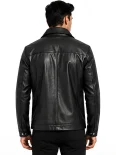 Men’s Dual Tone Hooded Leather Jacket