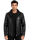 Men’s Dual Tone Hooded Leather Jacket