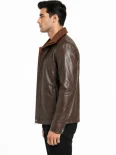 Men’s Dual Tone Hooded Leather Jacket