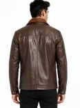 Men’s Dual Tone Hooded Leather Jacket