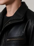 Men’s Dual Tone Hooded Leather Jacket