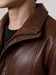 Men’s Dual Tone Hooded Leather Jacket