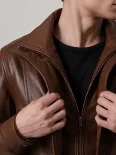 Men’s Dual Tone Hooded Leather Jacket