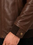 Men’s Flap Pockets Military Style Leather Jacket
