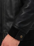 Men’s Flap Pockets Military Style Leather Jacket