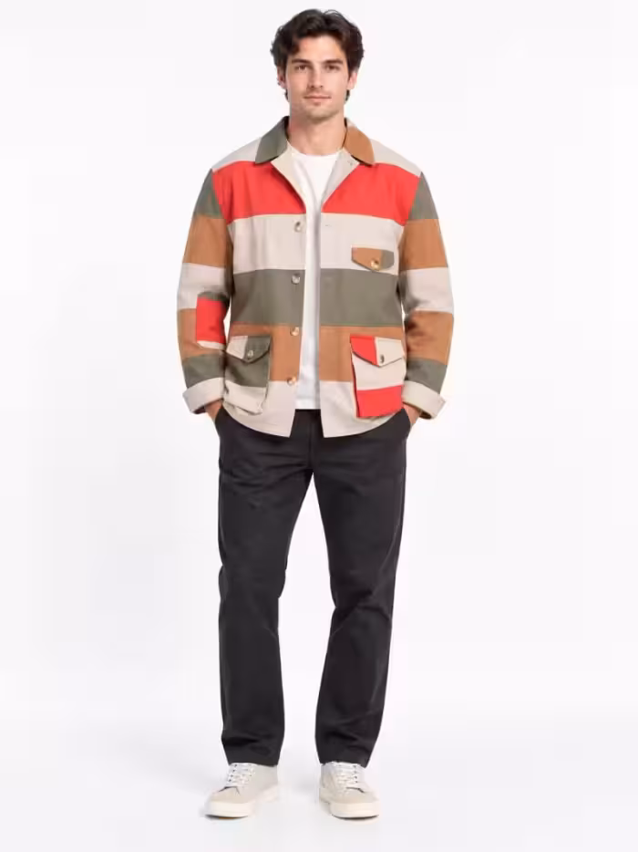 Mens-Handmade-Multicolor-Color-Block-Utility-Jacket-Patchwork-Chore-Workwear-Jacket