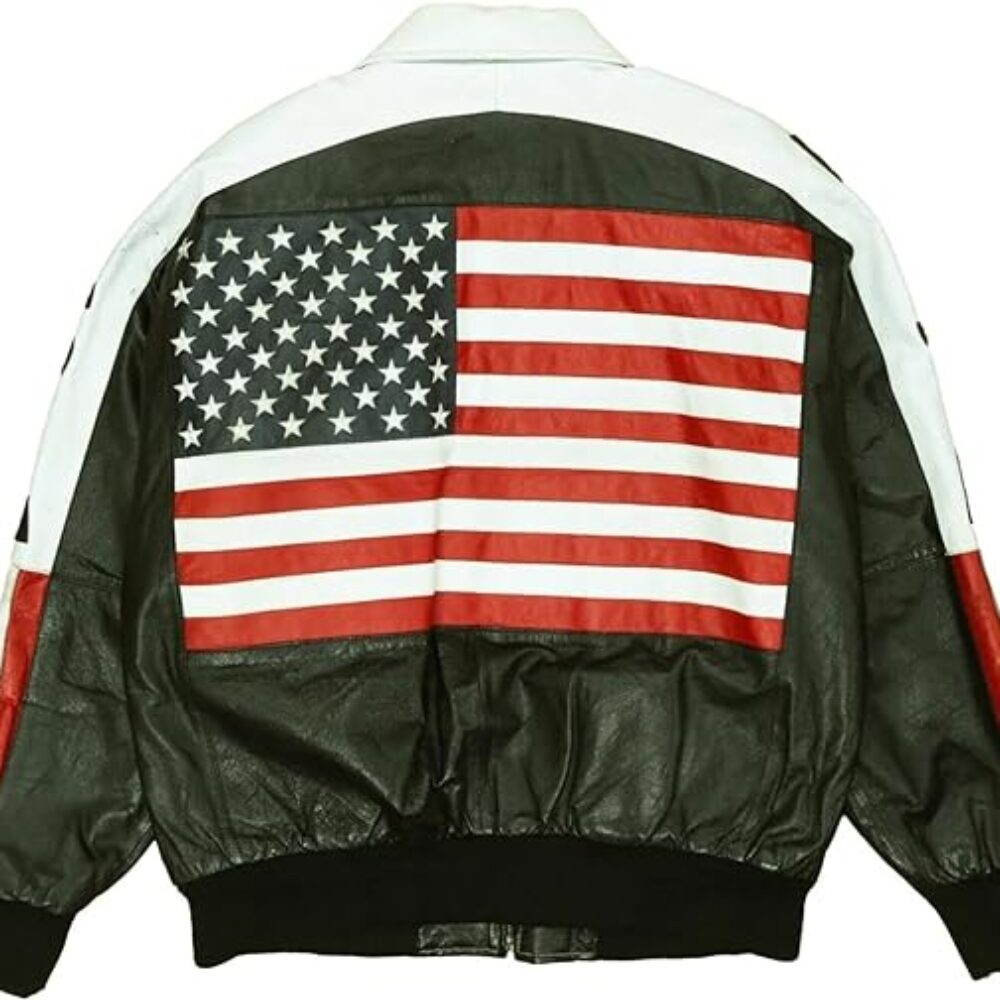 American Flag Leather Jacket back