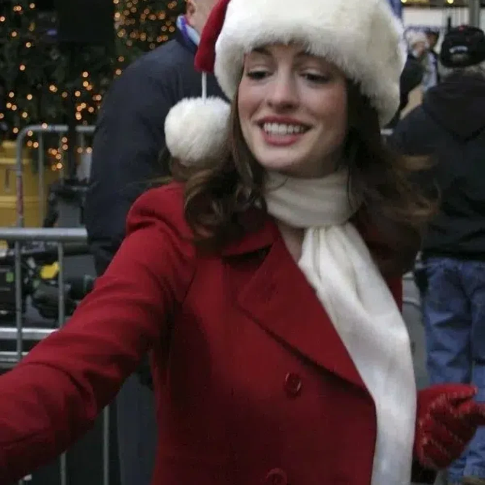 Anne Hathaway Christmas Coat