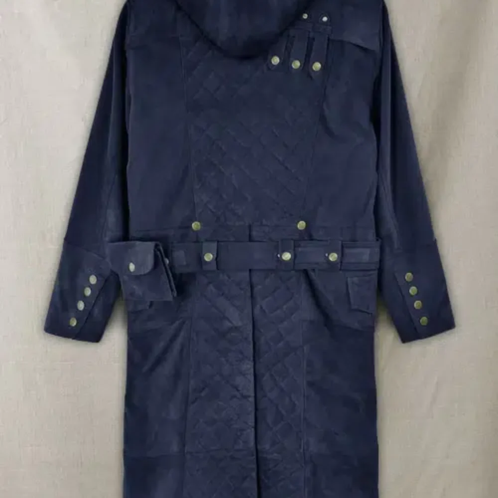 Assassin's Creed Blue Leather Trench Coat
