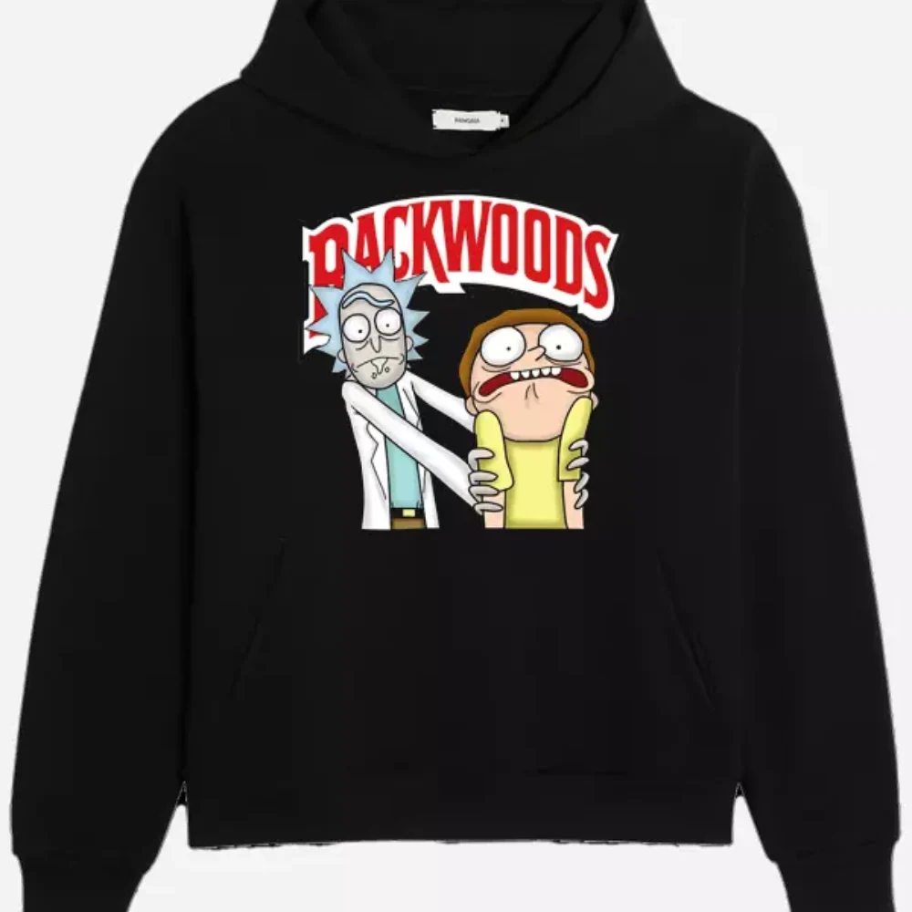 Printed Backwoods Rick And Morty Black Hoodie