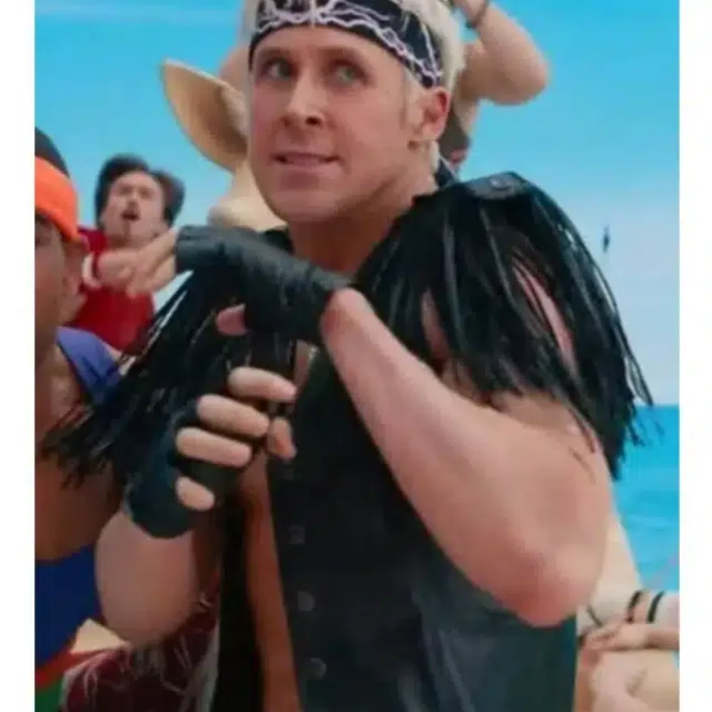 Ryan Gosling Barbie Ken Black Fringe Vest