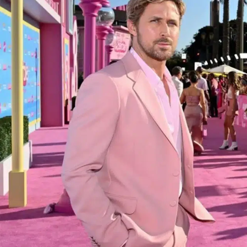 Ryan Goslin Barbie Premiere Pink Suit