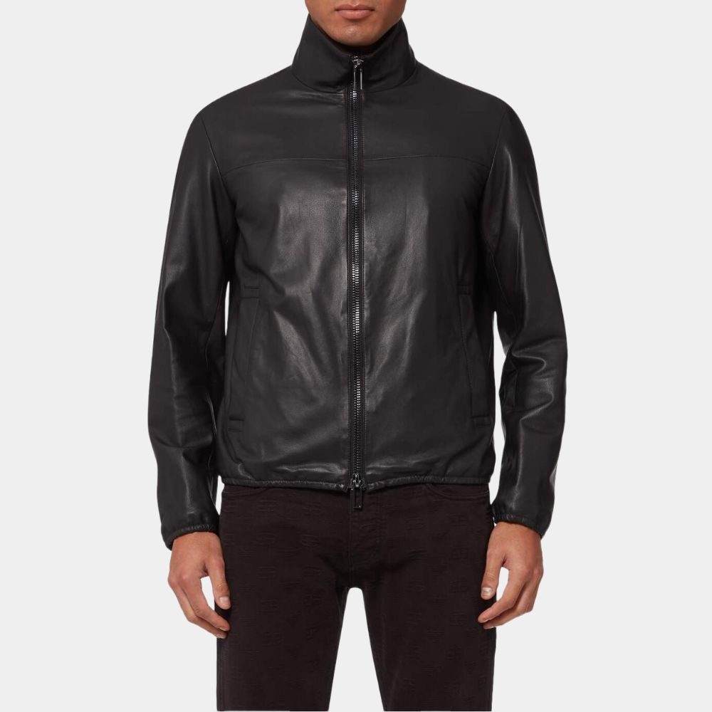 George Clooney Black Biker Leather Jacket