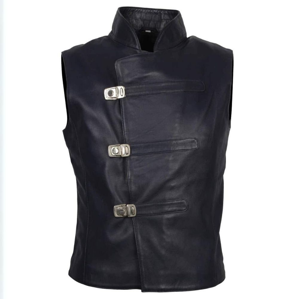 Black Men Designer Motorcyle Leather Vest