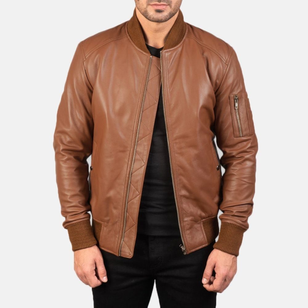 Bomber Handmade Brown Leather Jacket
